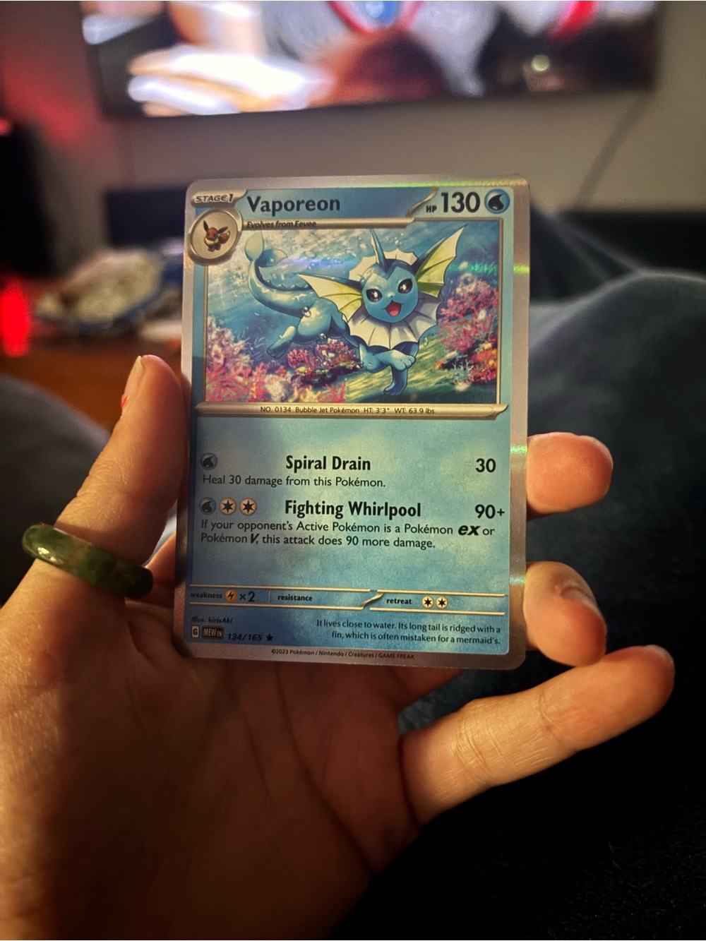 Pokemon Vaporeon Holographic Trading Card - Blue, Aqua